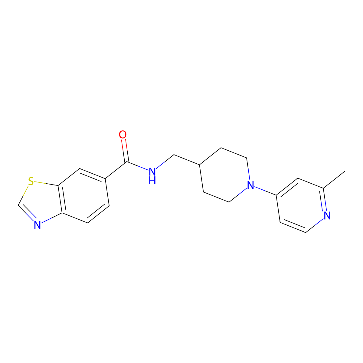 N-{[1-(2-methylpyridin-4-yl)piperidin-4-yl]methyl}-1,3-benzothiazole-6-carboxamide molecular structure, CAS 2415622-72-7