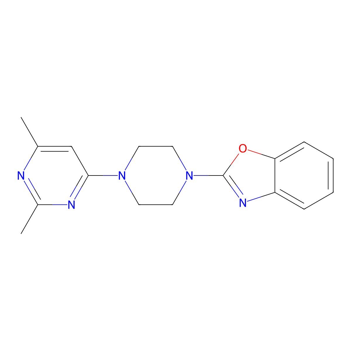2-[4-(2,6-Dimethylpyrimidin-4-yl)piperazin-1-yl]-1,3-benzoxazole molecular structure, CAS 2415622-73-8