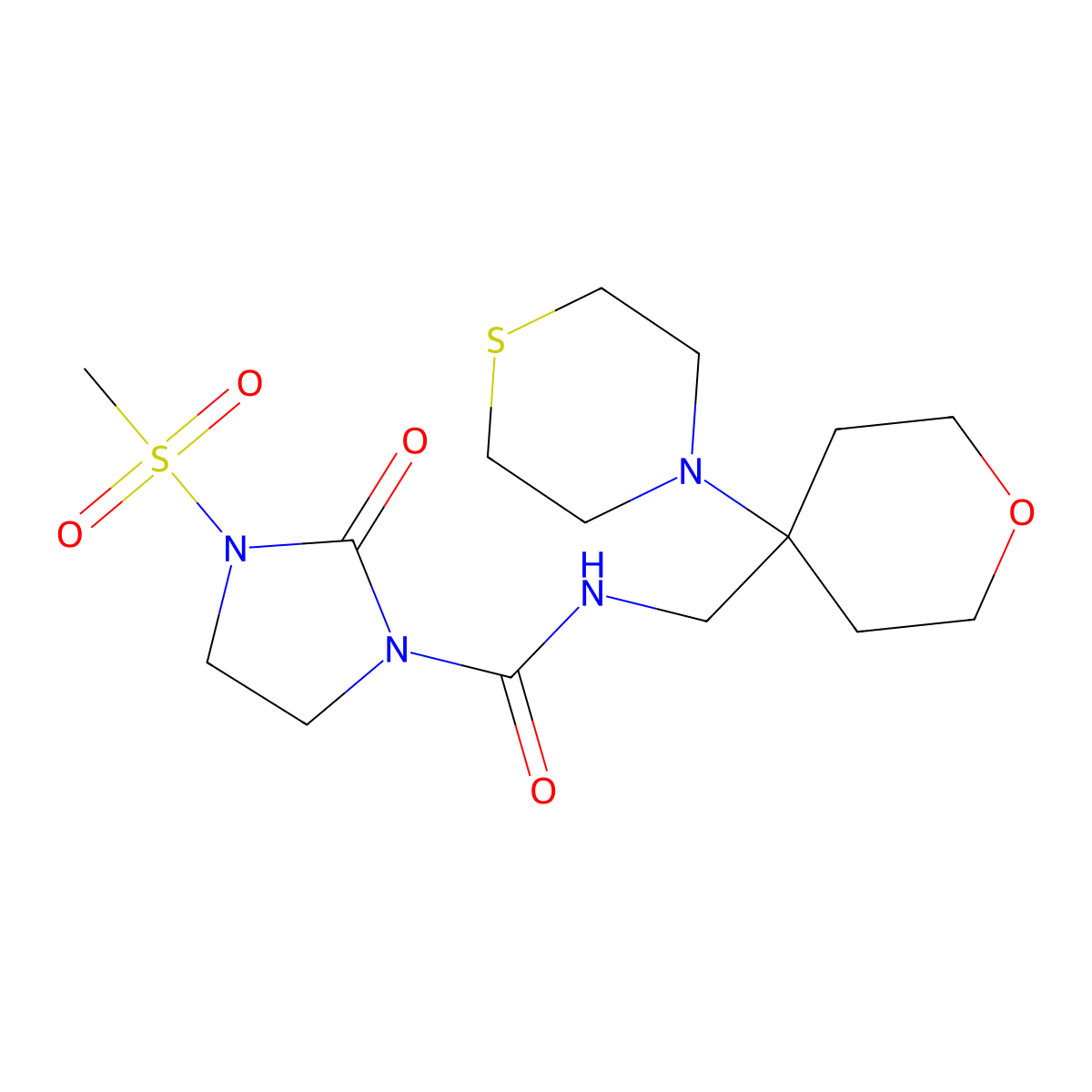 3-methanesulfonyl-2-oxo-N-{[4-(thiomorpholin-4-yl)oxan-4-yl]methyl}imidazolidine-1-carboxamide molecular structure, CAS 2415622-75-0