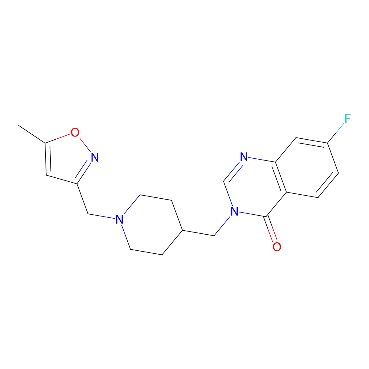 7-Fluoro-3-({1-[(5-methyl-1,2-oxazol-3-yl)methyl]piperidin-4-yl}methyl)-3,4-dihydroquinazolin-4-one molecular structure, CAS 2415622-79-4