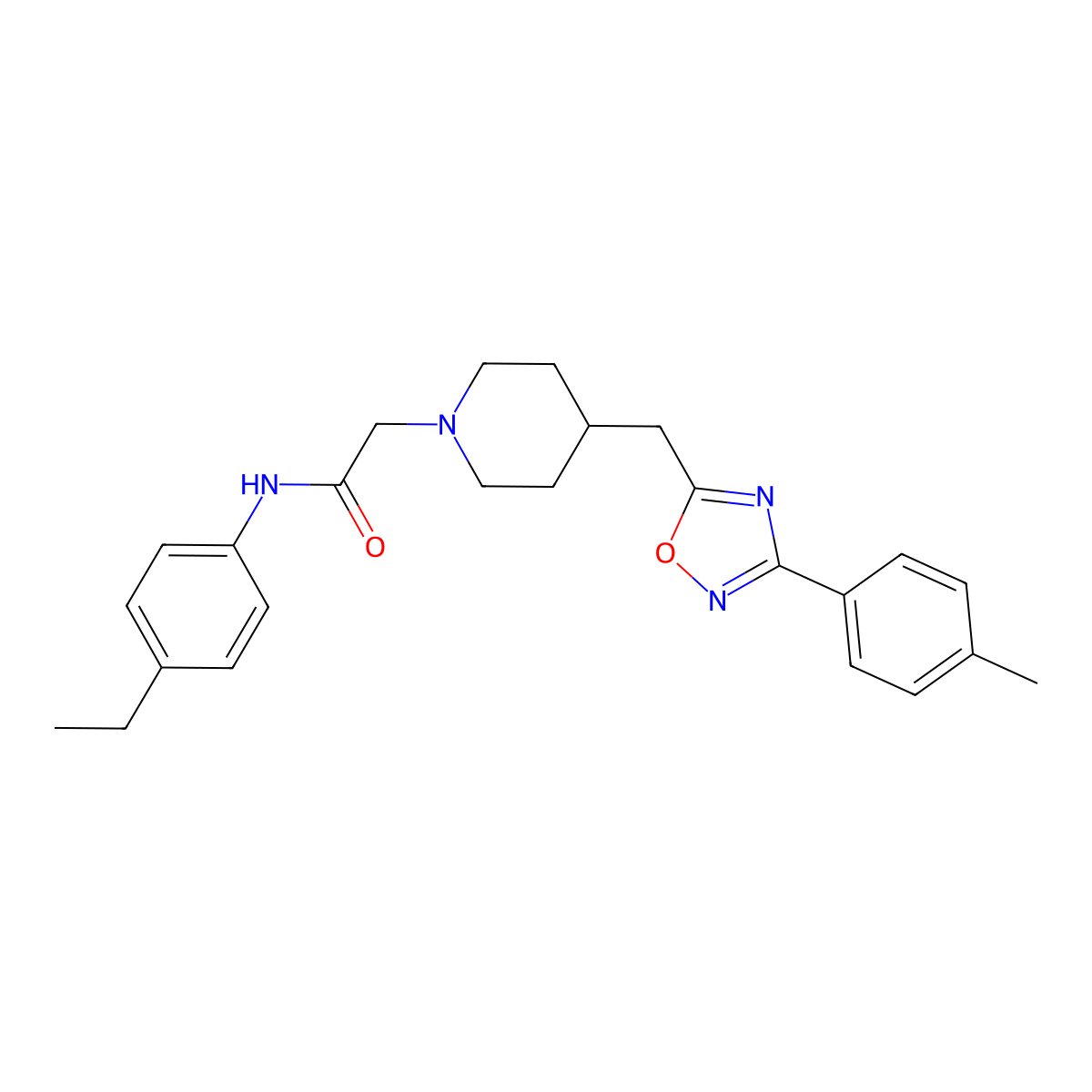 N-(4-ethylphenyl)-2-(4-{[3-(4-methylphenyl)-1,2,4-oxadiazol-5-yl]methyl}piperidin-1-yl)acetamide molecular structure, CAS 2415622-85-2