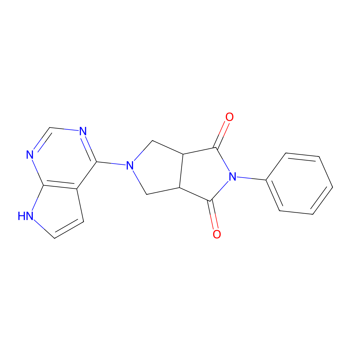 2-phenyl-5-{7H-pyrrolo[2,3-d]pyrimidin-4-yl}-octahydropyrrolo[3,4-c]pyrrole-1,3-dione molecular structure, CAS 2415622-94-3