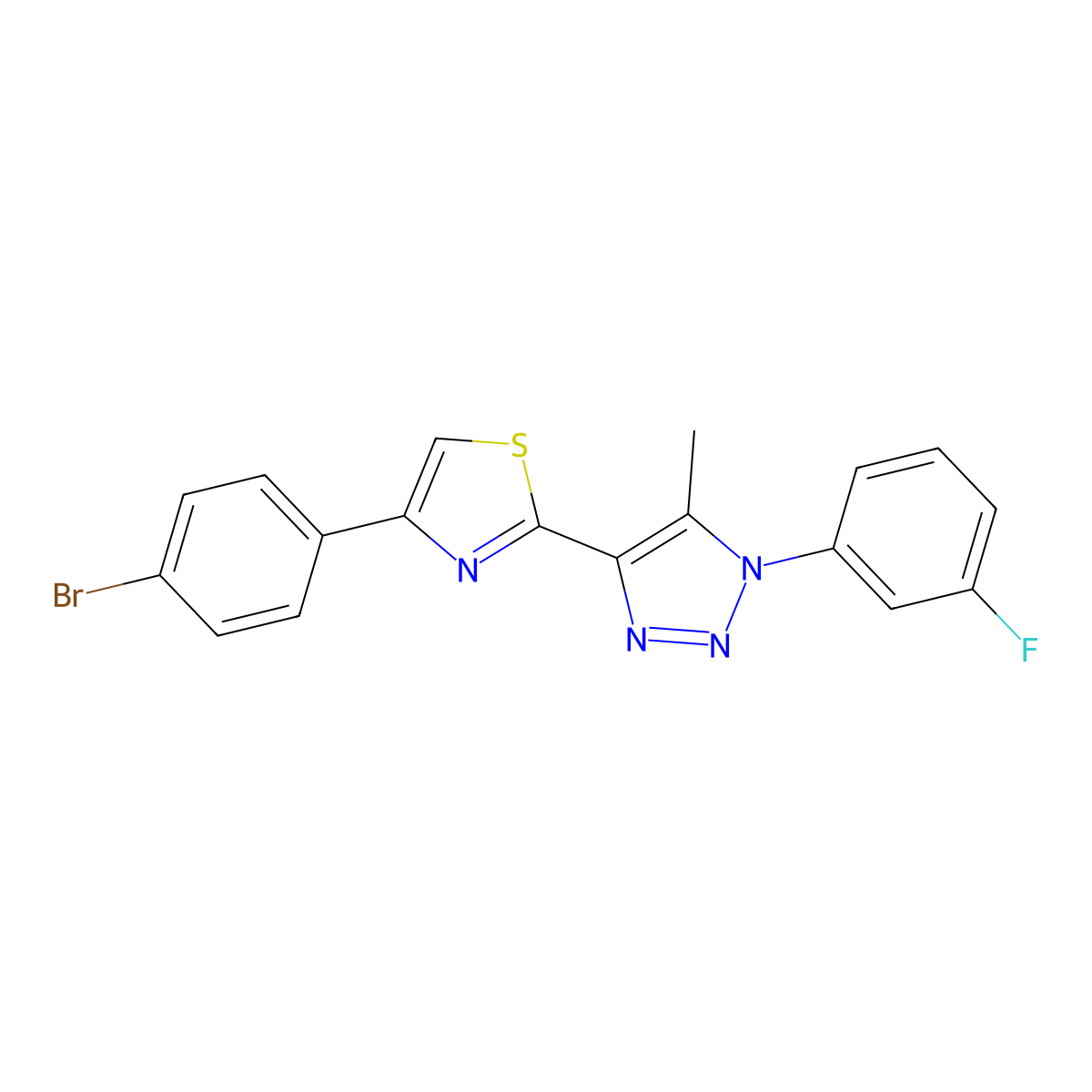 4-[4-(4-bromophenyl)-1,3-thiazol-2-yl]-1-(3-fluorophenyl)-5-methyl-1H-1,2,3-triazole molecular structure, CAS 2415623-00-4