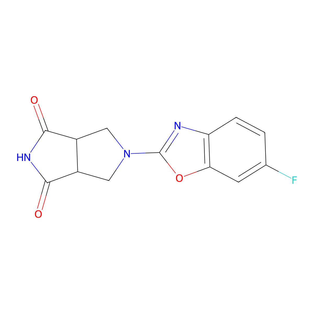5-(6-Fluoro-1,3-benzoxazol-2-yl)-octahydropyrrolo[3,4-c]pyrrole-1,3-dione molecular structure, CAS 2415623-06-0
