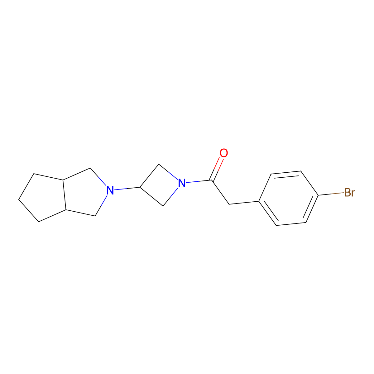 2-(4-Bromophenyl)-1-(3-{octahydrocyclopenta[c]pyrrol-2-yl}azetidin-1-yl)ethan-1-one molecular structure, CAS 2415623-12-8