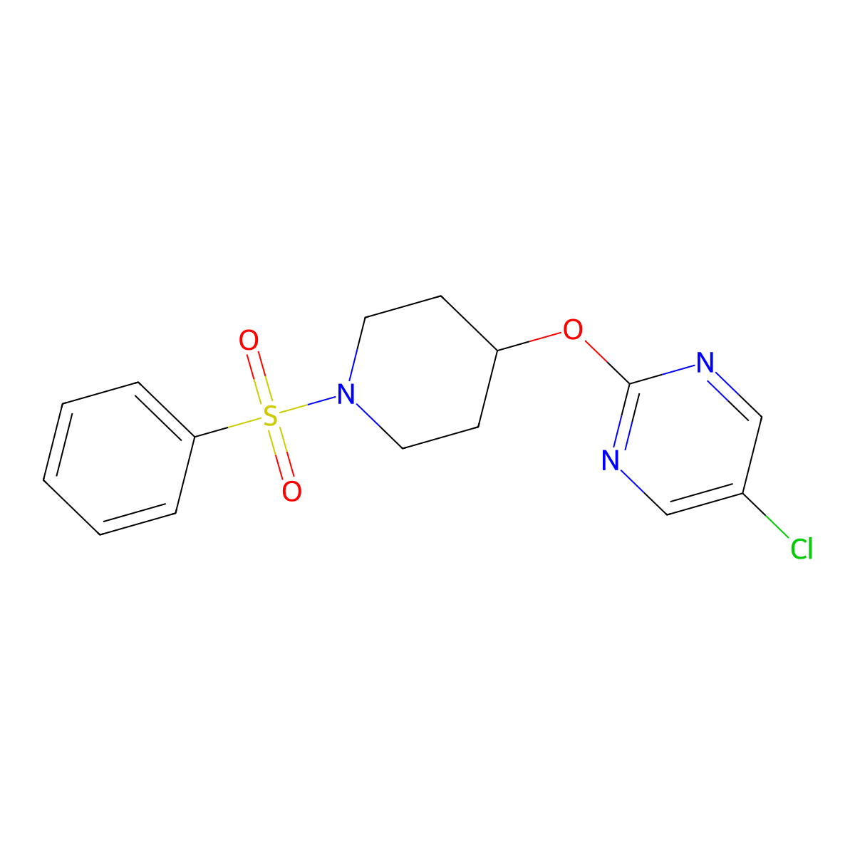 2-{[1-(Benzenesulfonyl)piperidin-4-yl]oxy}-5-chloropyrimidine molecular structure, CAS 2415623-13-9