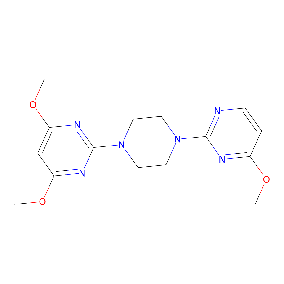 4,6-Dimethoxy-2-[4-(4-methoxypyrimidin-2-yl)piperazin-1-yl]pyrimidine molecular structure, CAS 2415623-14-0