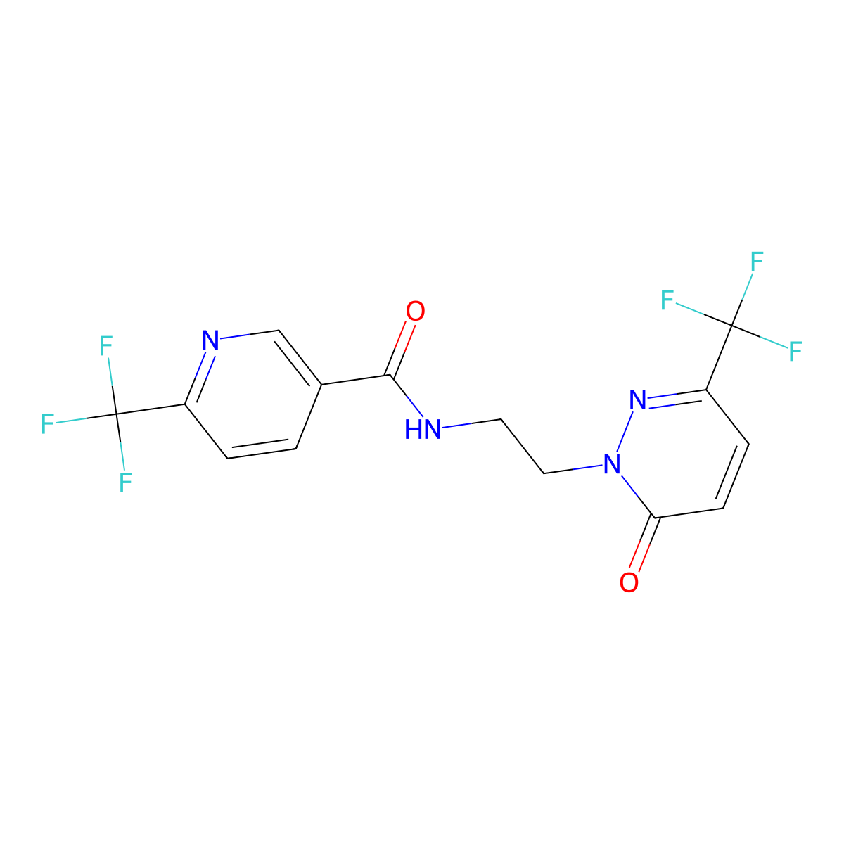 N-{2-[6-oxo-3-(trifluoromethyl)-1,6-dihydropyridazin-1-yl]ethyl}-6-(trifluoromethyl)pyridine-3-carboxamide molecular structure, CAS 2415623-22-0