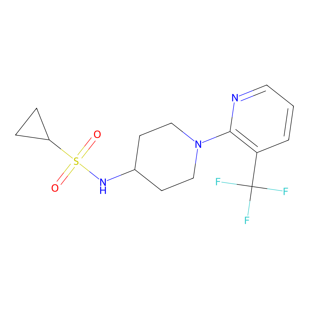 N-{1-[3-(trifluoromethyl)pyridin-2-yl]piperidin-4-yl}cyclopropanesulfonamide molecular structure, CAS 2415623-23-1
