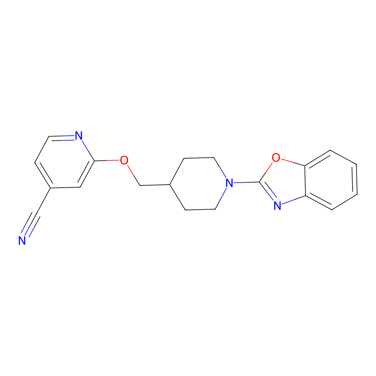 2-{[1-(1,3-Benzoxazol-2-yl)piperidin-4-yl]methoxy}pyridine-4-carbonitrile molecular structure, CAS 2415623-25-3