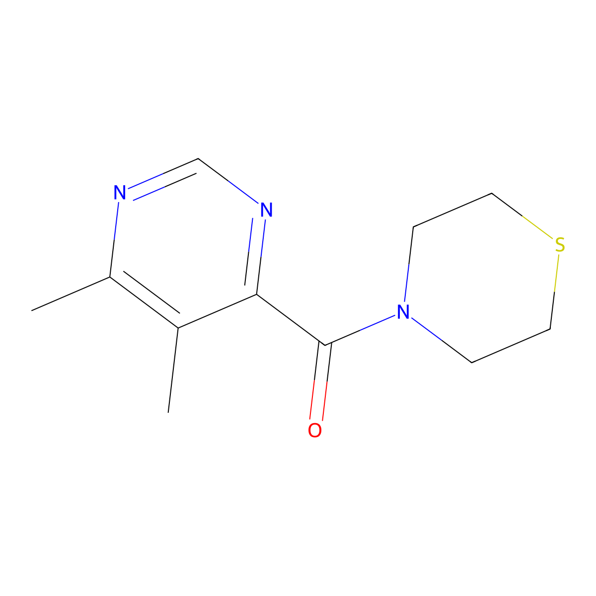 4-(5,6-Dimethylpyrimidine-4-carbonyl)thiomorpholine molecular structure, CAS 2415623-26-4
