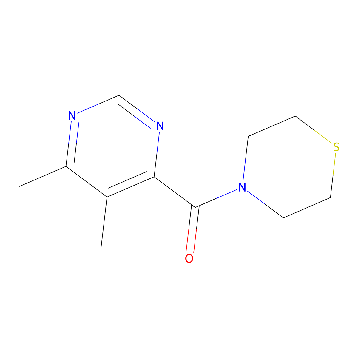 4-(5,6-Dimethylpyrimidine-4-carbonyl)thiomorpholine molecular structure, CAS 2415623-26-4