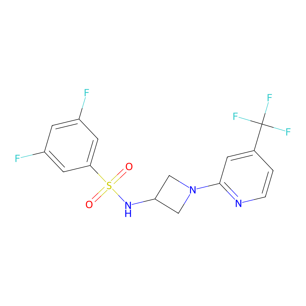 3,5-difluoro-N-{1-[4-(trifluoromethyl)pyridin-2-yl]azetidin-3-yl}benzene-1-sulfonamide molecular structure, CAS 2415623-30-0
