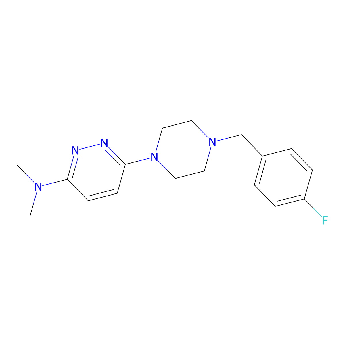 6-{4-[(4-fluorophenyl)methyl]piperazin-1-yl}-N,N-dimethylpyridazin-3-amine molecular structure, CAS 2415623-35-5