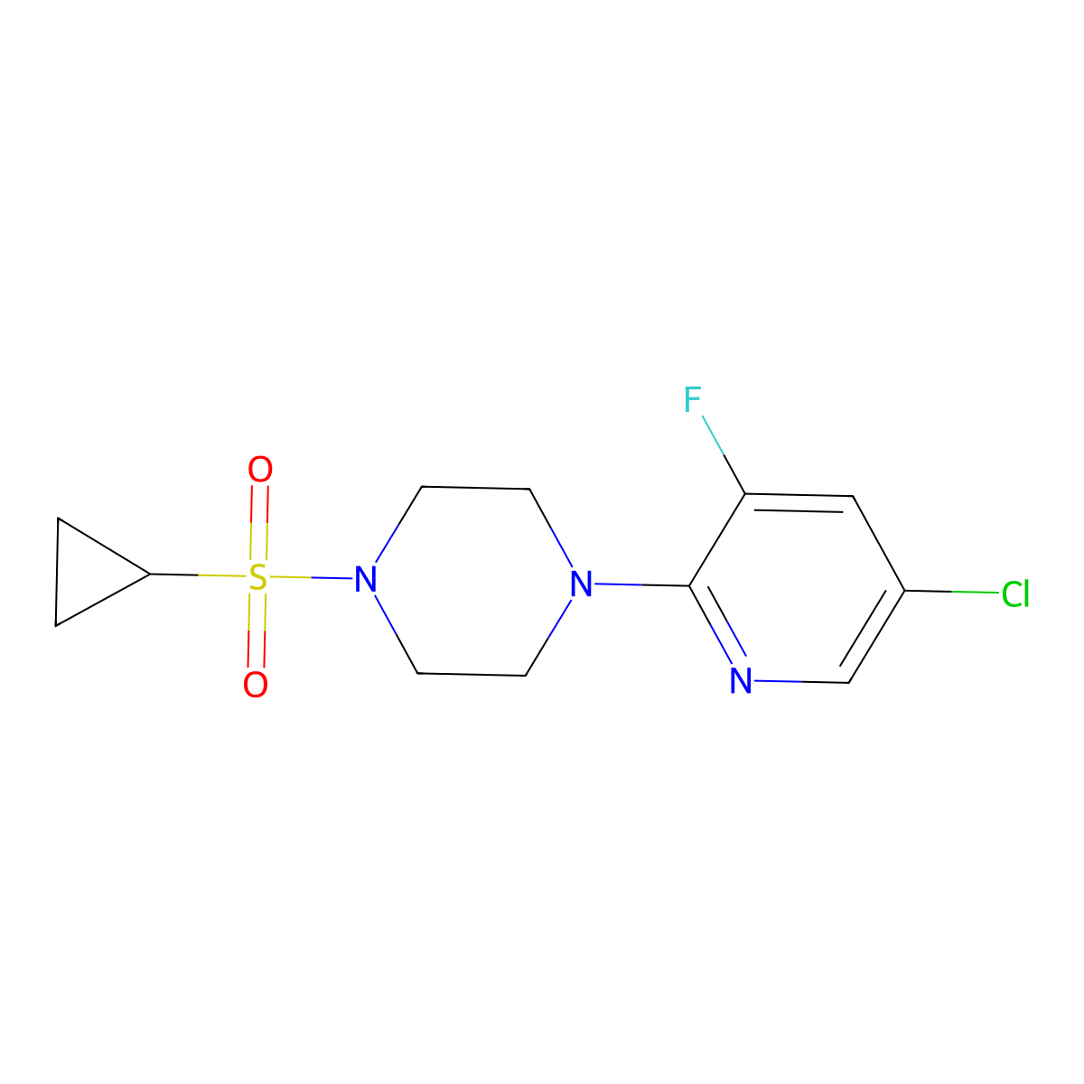 1-(5-Chloro-3-fluoropyridin-2-yl)-4-(cyclopropanesulfonyl)piperazine molecular structure, CAS 2415623-43-5