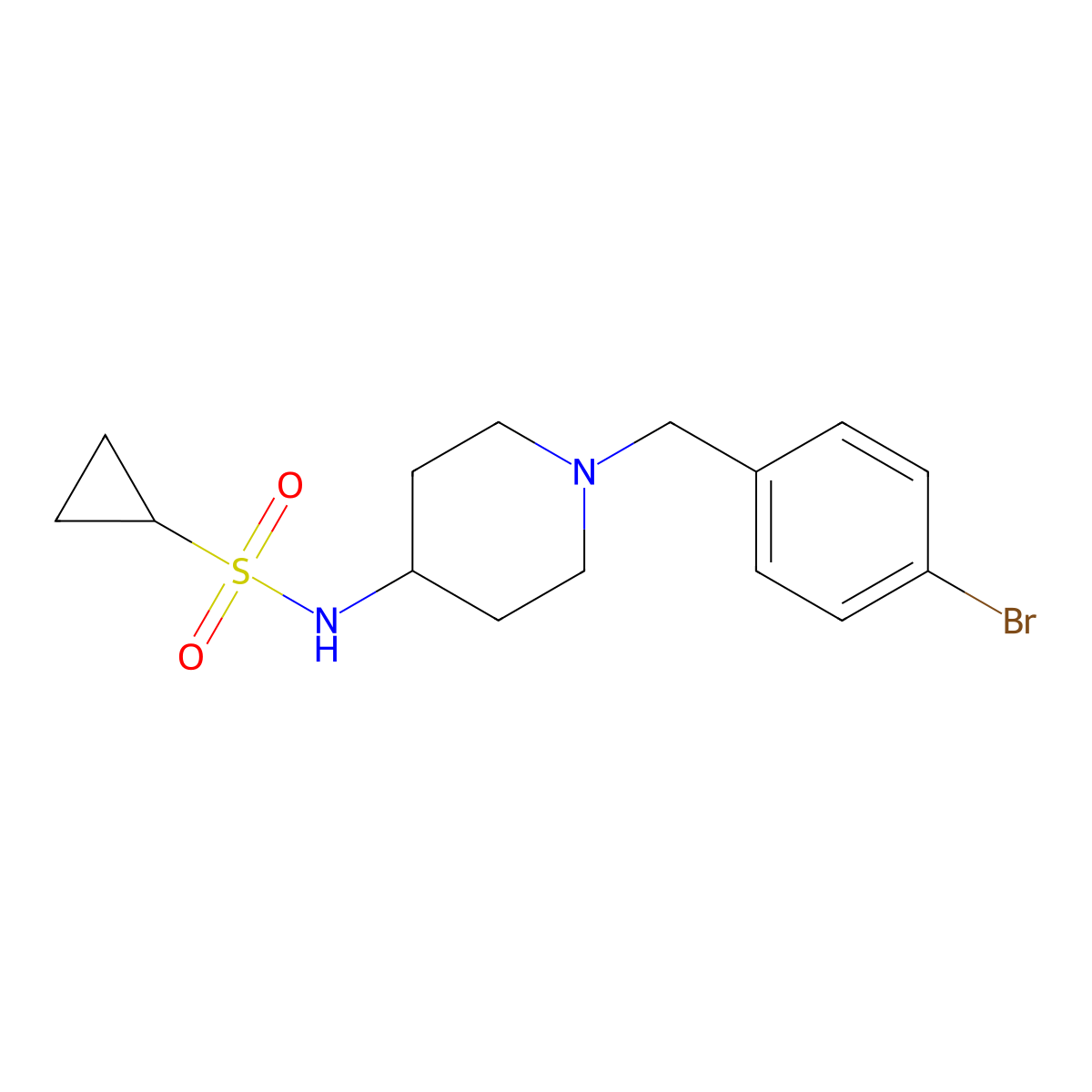 N-{1-[(4-bromophenyl)methyl]piperidin-4-yl}cyclopropanesulfonamide molecular structure, CAS 2415623-47-9