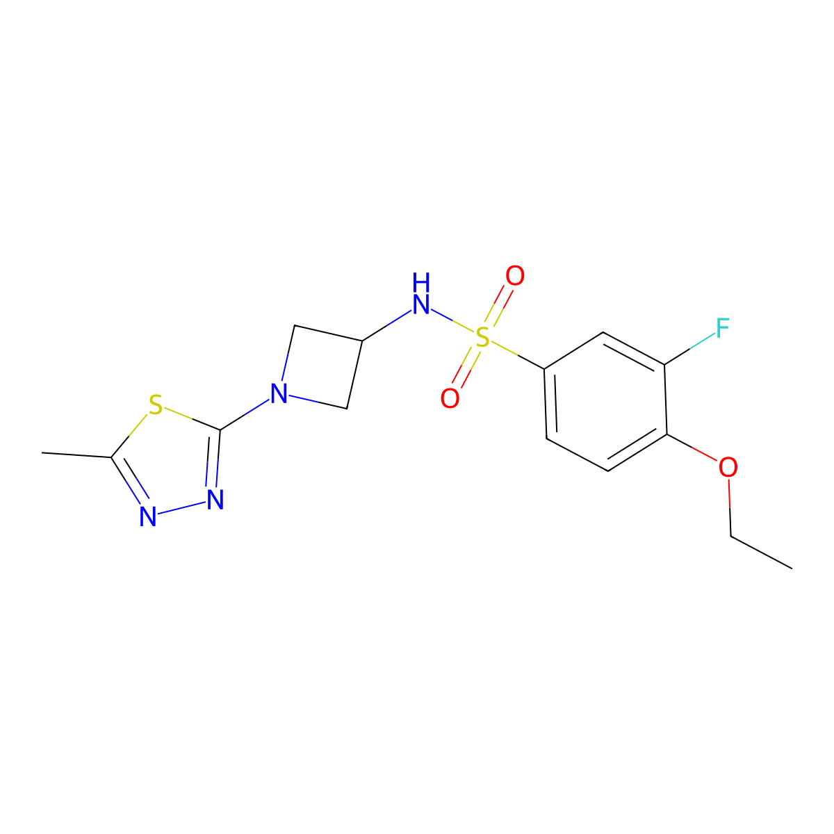 4-ethoxy-3-fluoro-N-[1-(5-methyl-1,3,4-thiadiazol-2-yl)azetidin-3-yl]benzene-1-sulfonamide molecular structure, CAS 2415623-49-1