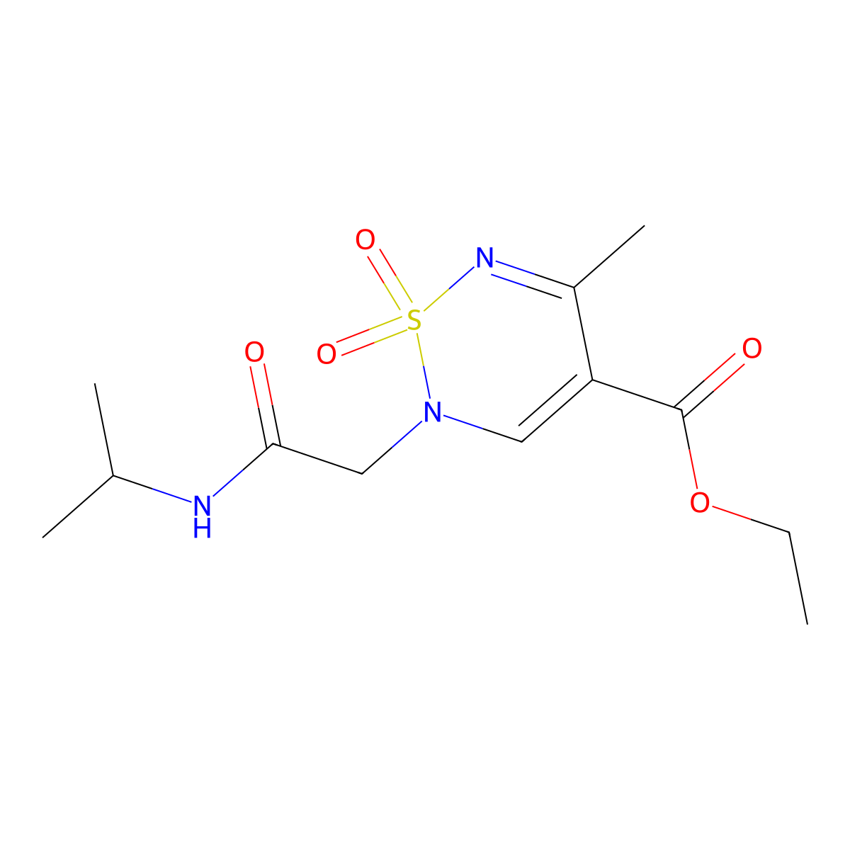 ethyl 5-methyl-1,1-dioxo-2-{[(propan-2-yl)carbamoyl]methyl}-2H-1lambda6,2,6-thiadiazine-4-carboxylate molecular structure, CAS 2415623-50-4
