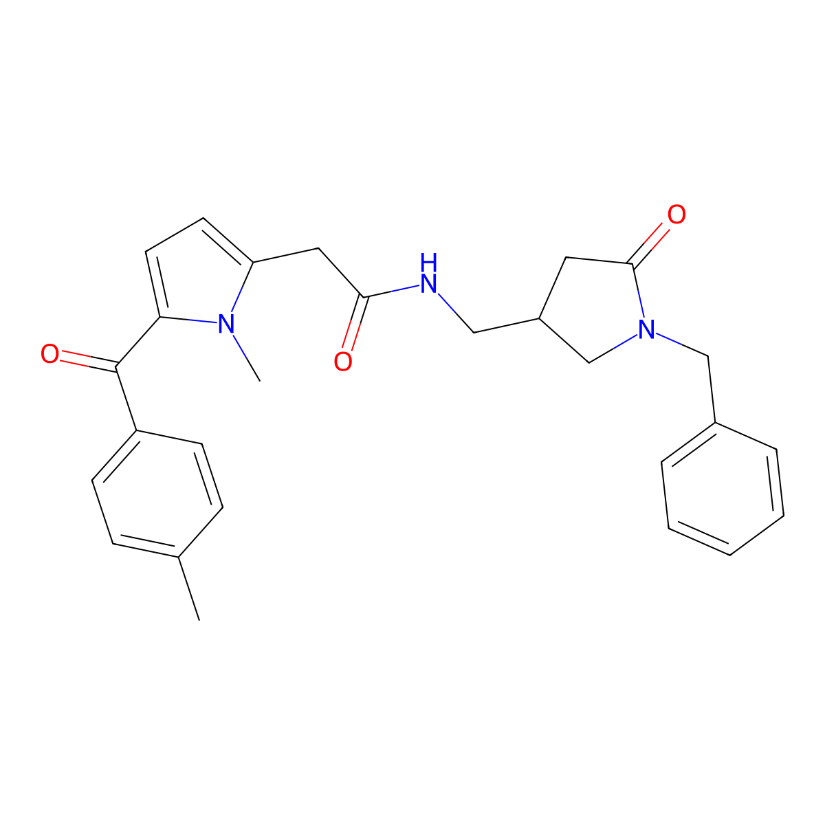 N-[(1-benzyl-5-oxopyrrolidin-3-yl)methyl]-2-[1-methyl-5-(4-methylbenzoyl)-1H-pyrrol-2-yl]acetamide molecular structure, CAS 2415623-53-7