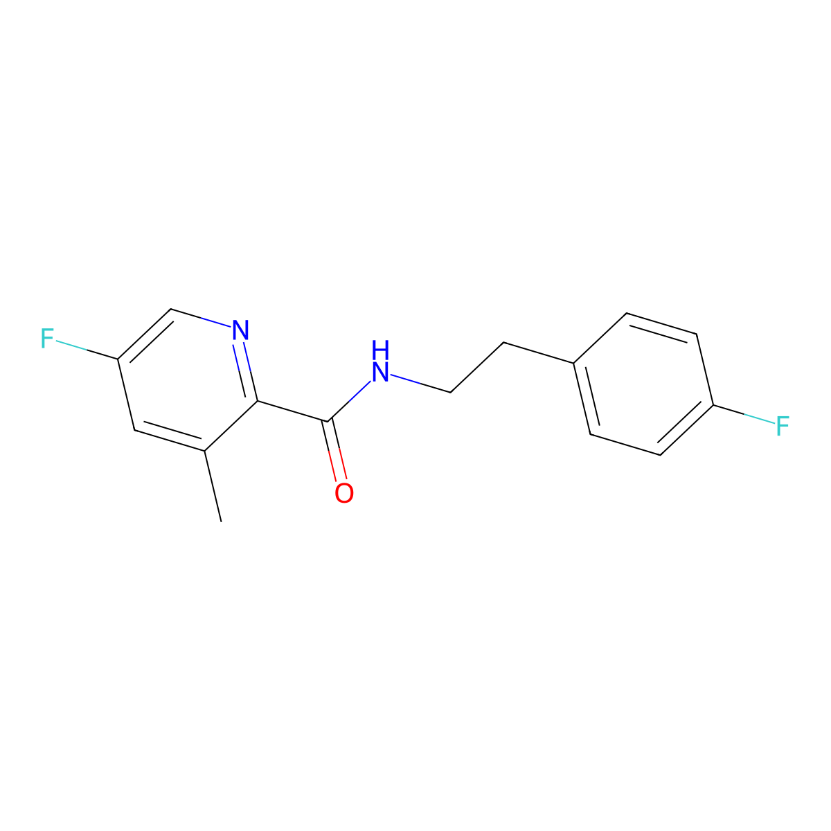 5-fluoro-N-[2-(4-fluorophenyl)ethyl]-3-methylpyridine-2-carboxamide molecular structure, CAS 2415623-57-1