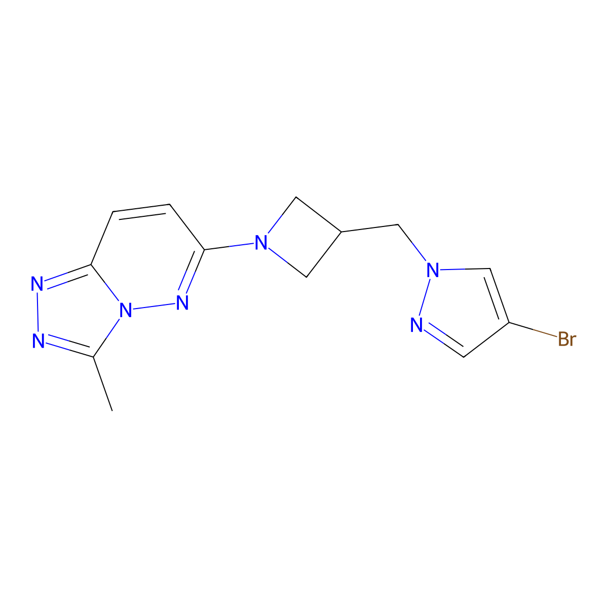 4-bromo-1-[(1-{3-methyl-[1,2,4]triazolo[4,3-b]pyridazin-6-yl}azetidin-3-yl)methyl]-1H-pyrazole molecular structure, CAS 2415623-58-2