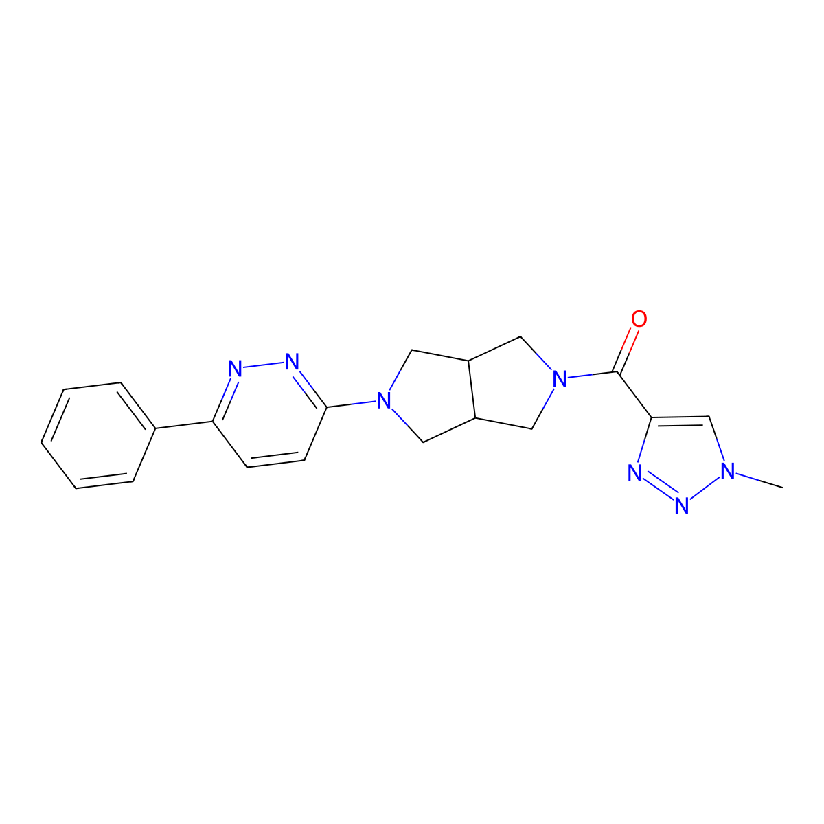 3-[5-(1-methyl-1H-1,2,3-triazole-4-carbonyl)-octahydropyrrolo[3,4-c]pyrrol-2-yl]-6-phenylpyridazine molecular structure, CAS 2415623-61-7