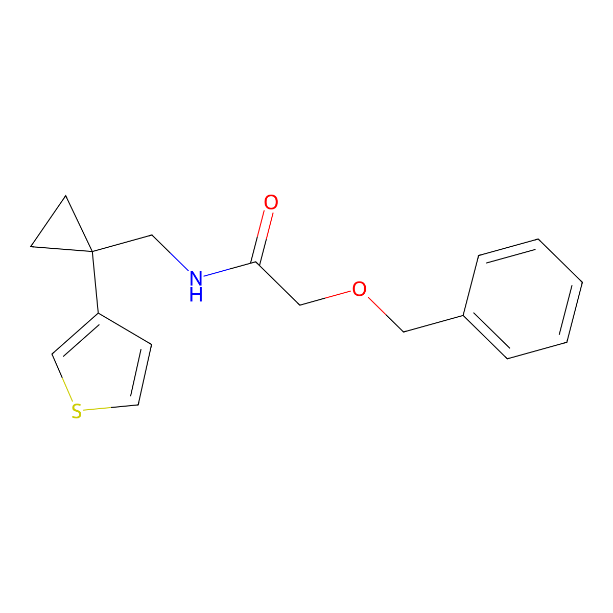 2-(benzyloxy)-N-{[1-(thiophen-3-yl)cyclopropyl]methyl}acetamide molecular structure, CAS 2415623-63-9