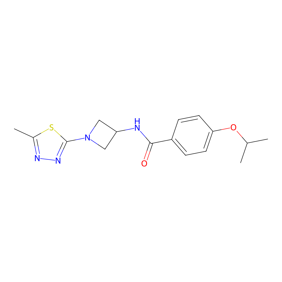 N-[1-(5-methyl-1,3,4-thiadiazol-2-yl)azetidin-3-yl]-4-(propan-2-yloxy)benzamide molecular structure, CAS 2415623-65-1