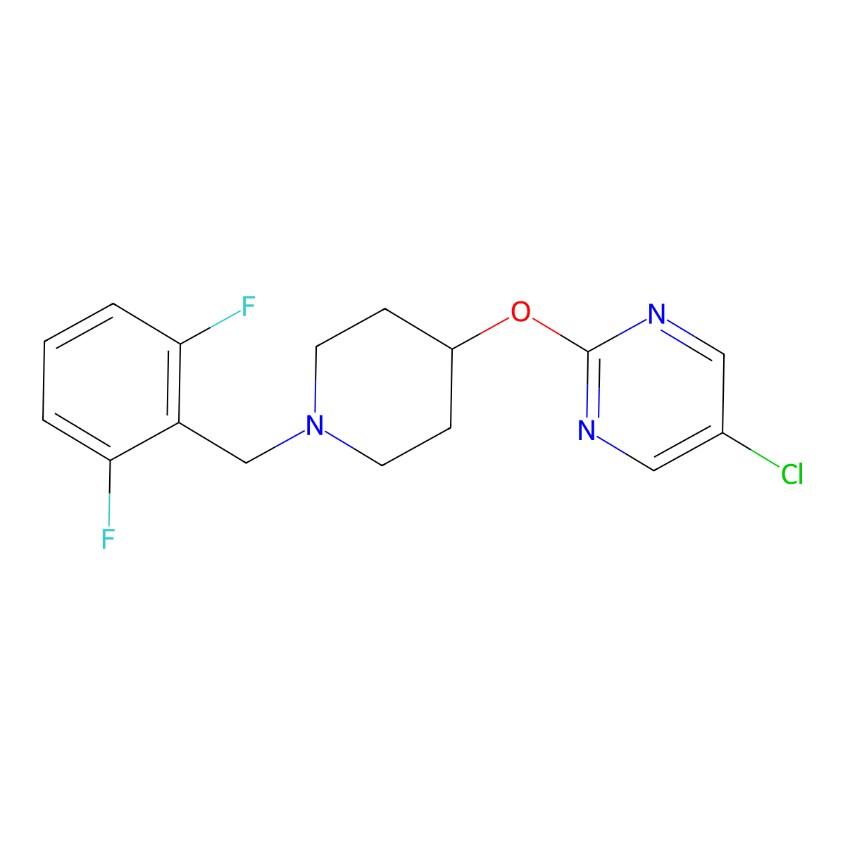 5-Chloro-2-({1-[(2,6-difluorophenyl)methyl]piperidin-4-yl}oxy)pyrimidine molecular structure, CAS 2415623-70-8