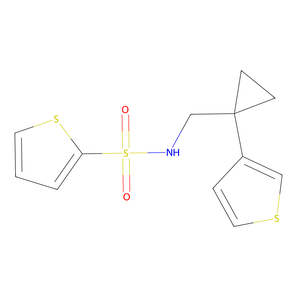N-{[1-(thiophen-3-yl)cyclopropyl]methyl}thiophene-2-sulfonamide molecular structure, CAS 2415623-74-2