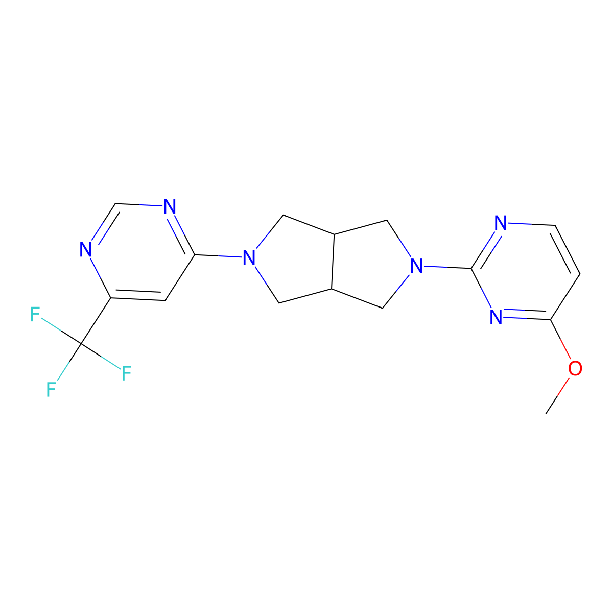 4-Methoxy-2-{5-[6-(trifluoromethyl)pyrimidin-4-yl]-octahydropyrrolo[3,4-c]pyrrol-2-yl}pyrimidine molecular structure, CAS 2415623-81-1