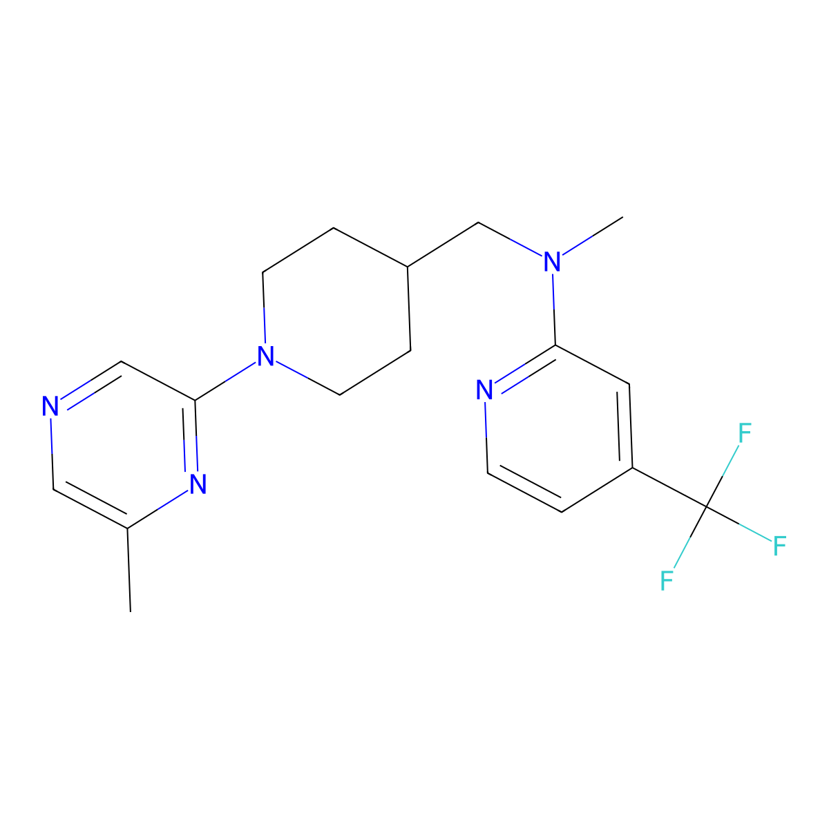 N-methyl-N-{[1-(6-methylpyrazin-2-yl)piperidin-4-yl]methyl}-4-(trifluoromethyl)pyridin-2-amine molecular structure, CAS 2415623-83-3