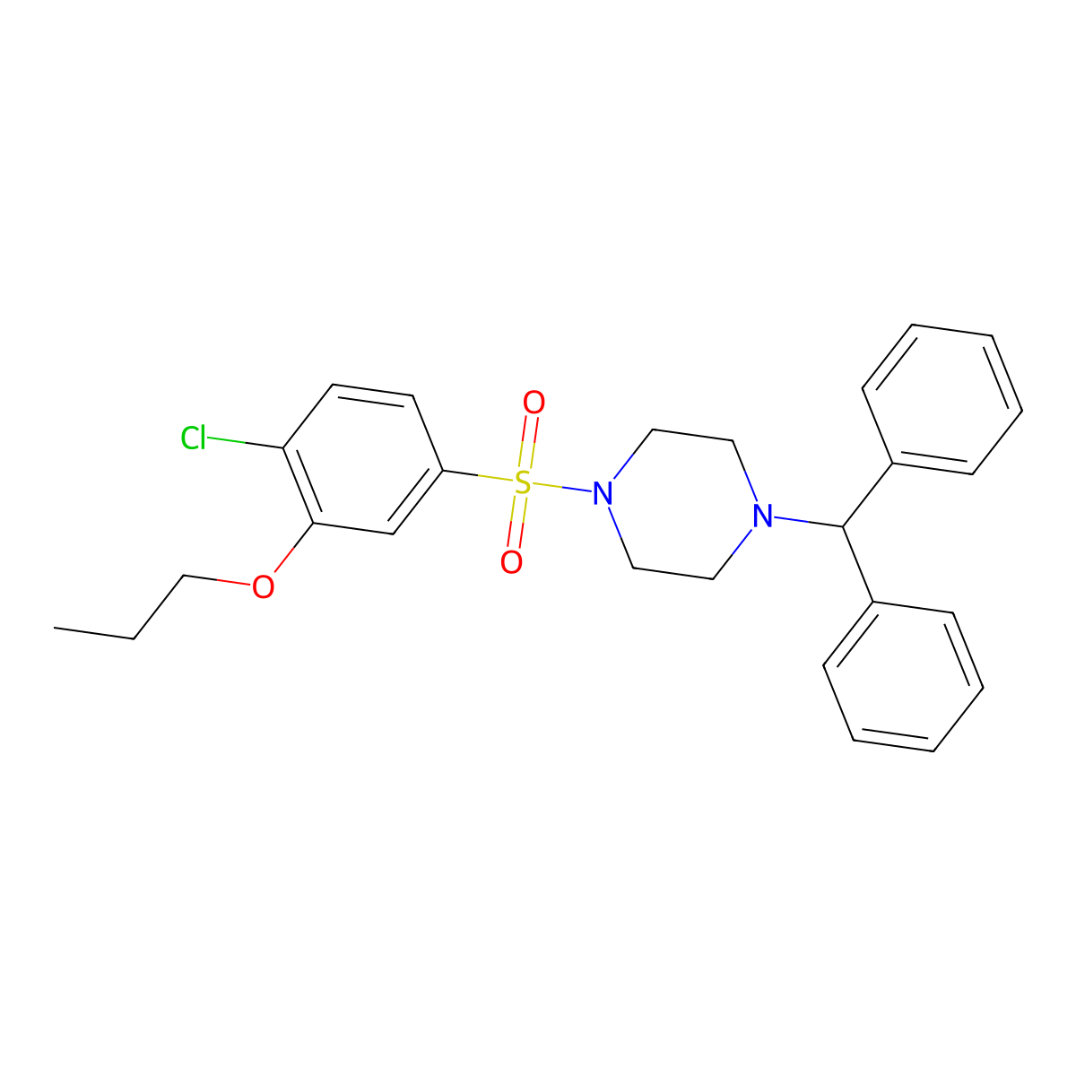 1-(4-Chloro-3-propoxybenzenesulfonyl)-4-(diphenylmethyl)piperazine molecular structure, CAS 2415623-84-4