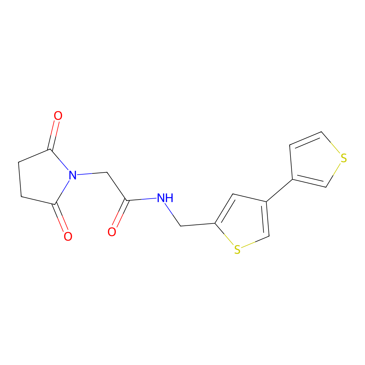 N-({[3,3'-bithiophene]-5-yl}methyl)-2-(2,5-dioxopyrrolidin-1-yl)acetamide molecular structure, CAS 2415623-89-9