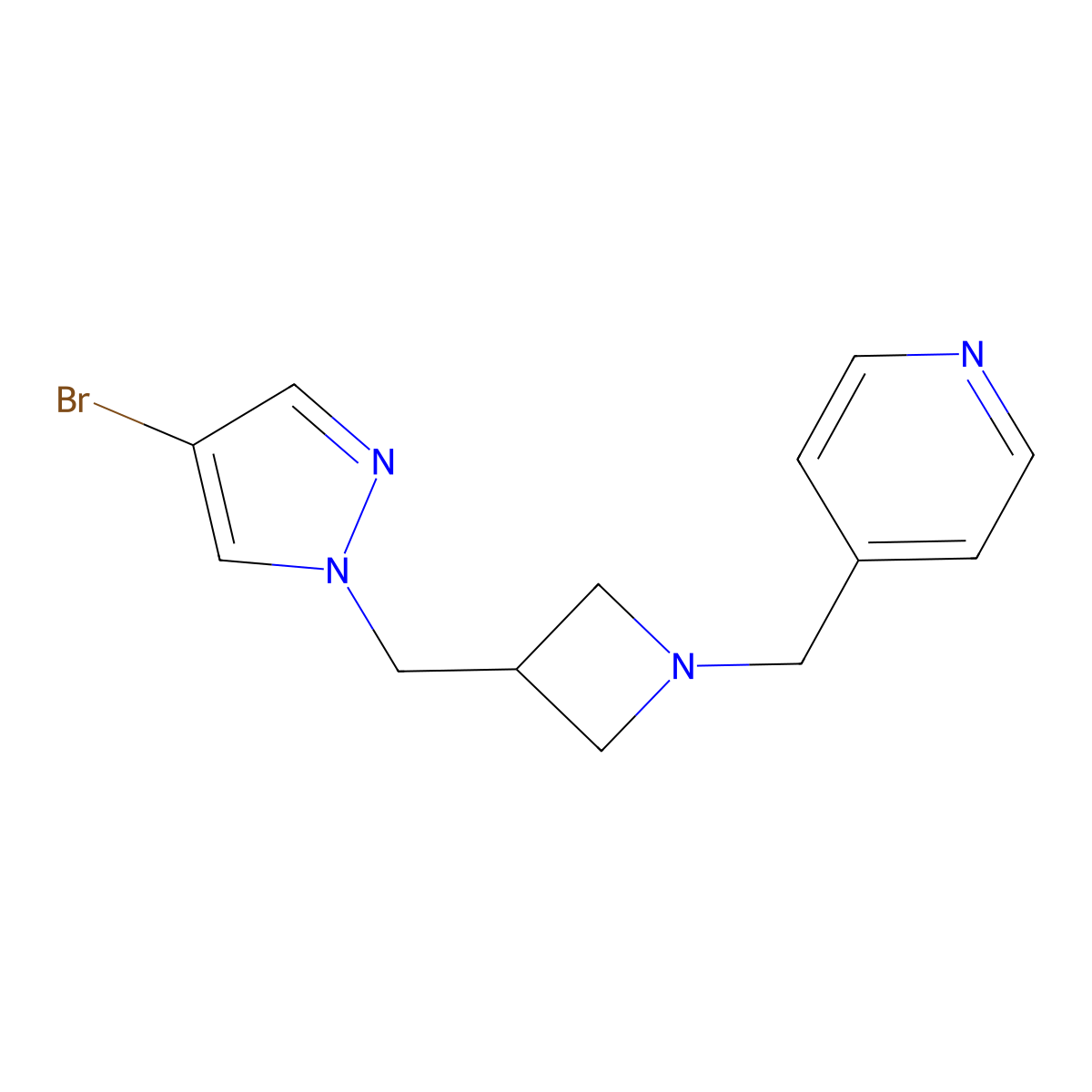 4-({3-[(4-bromo-1H-pyrazol-1-yl)methyl]azetidin-1-yl}methyl)pyridine molecular structure, CAS 2415623-92-4