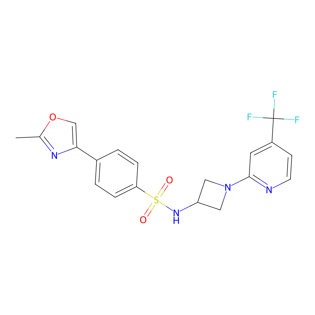 4-(2-methyl-1,3-oxazol-4-yl)-N-{1-[4-(trifluoromethyl)pyridin-2-yl]azetidin-3-yl}benzene-1-sulfonamide molecular structure, CAS 2415623-94-6