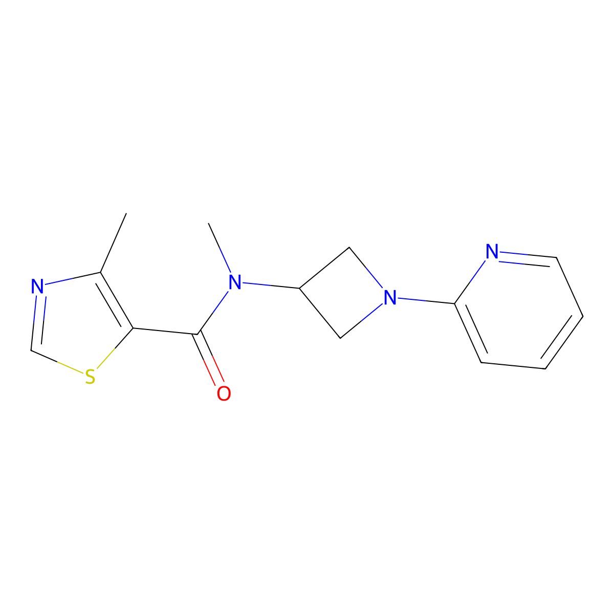 N,4-dimethyl-N-[1-(pyridin-2-yl)azetidin-3-yl]-1,3-thiazole-5-carboxamide molecular structure, CAS 2415623-95-7