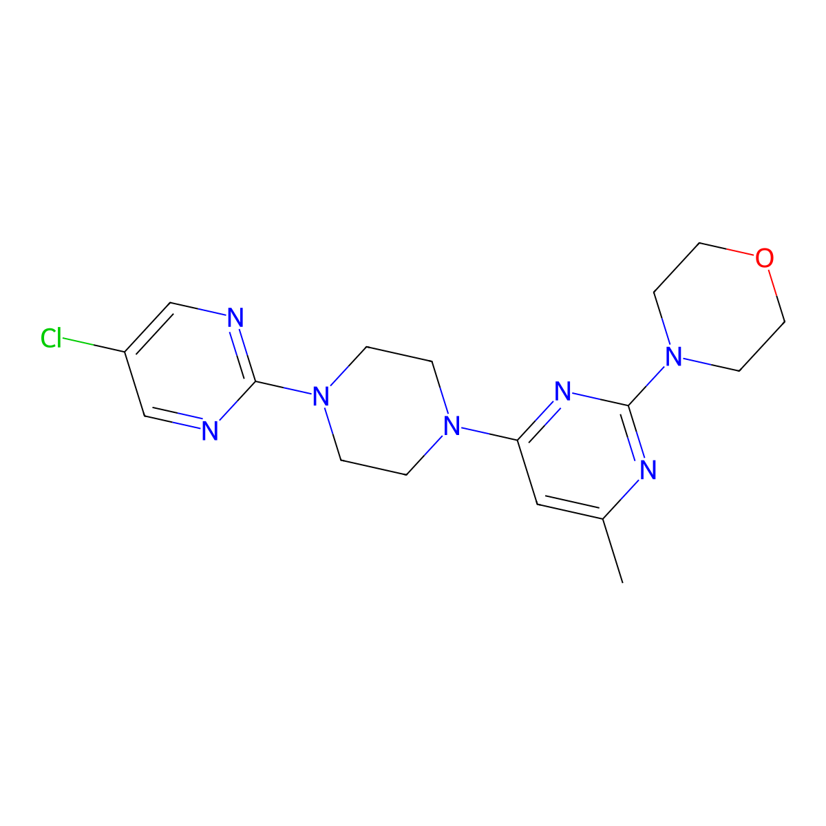4-{4-[4-(5-Chloropyrimidin-2-yl)piperazin-1-yl]-6-methylpyrimidin-2-yl}morpholine molecular structure, CAS 2415624-03-0