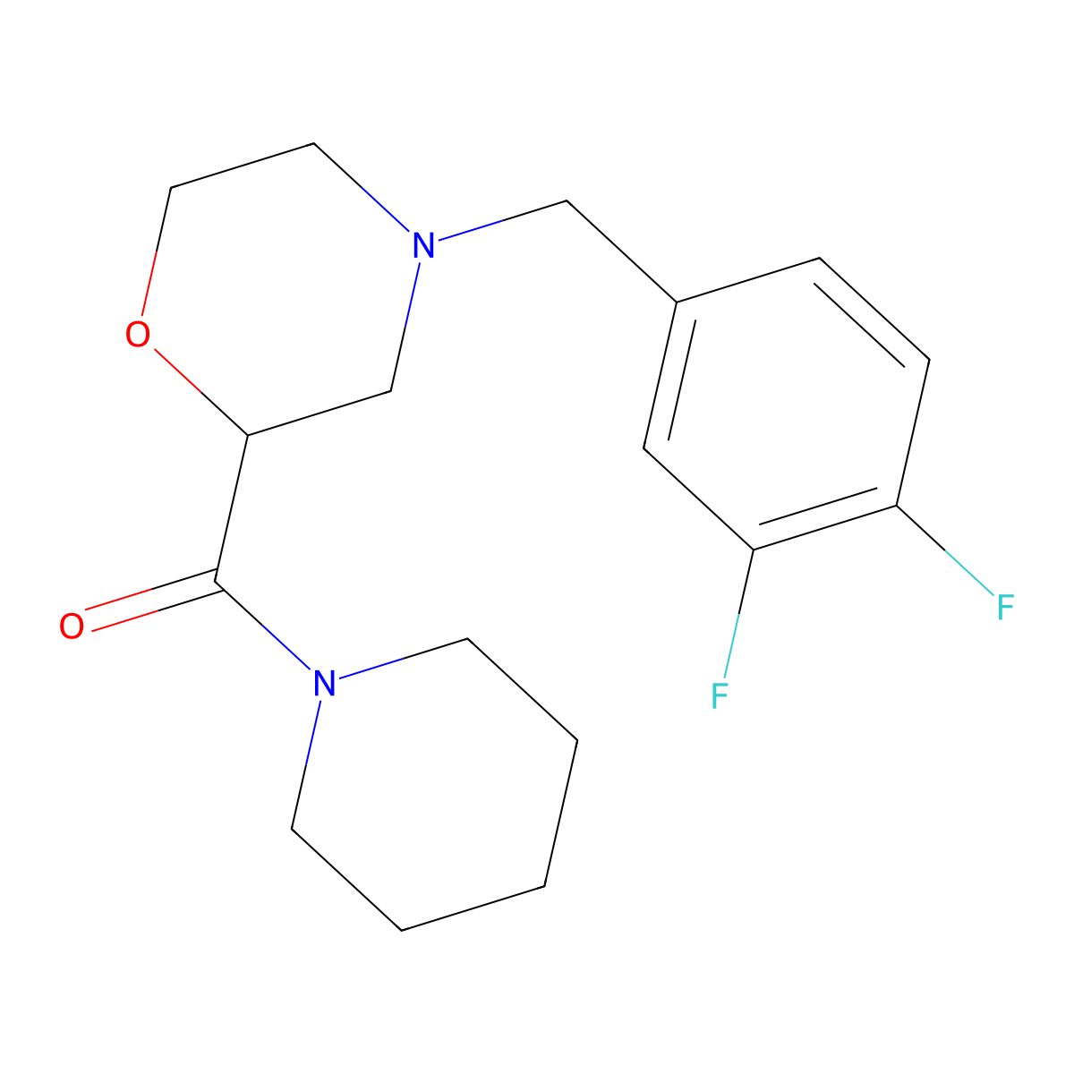 4-[(3,4-Difluorophenyl)methyl]-2-(piperidine-1-carbonyl)morpholine molecular structure, CAS 2415624-04-1