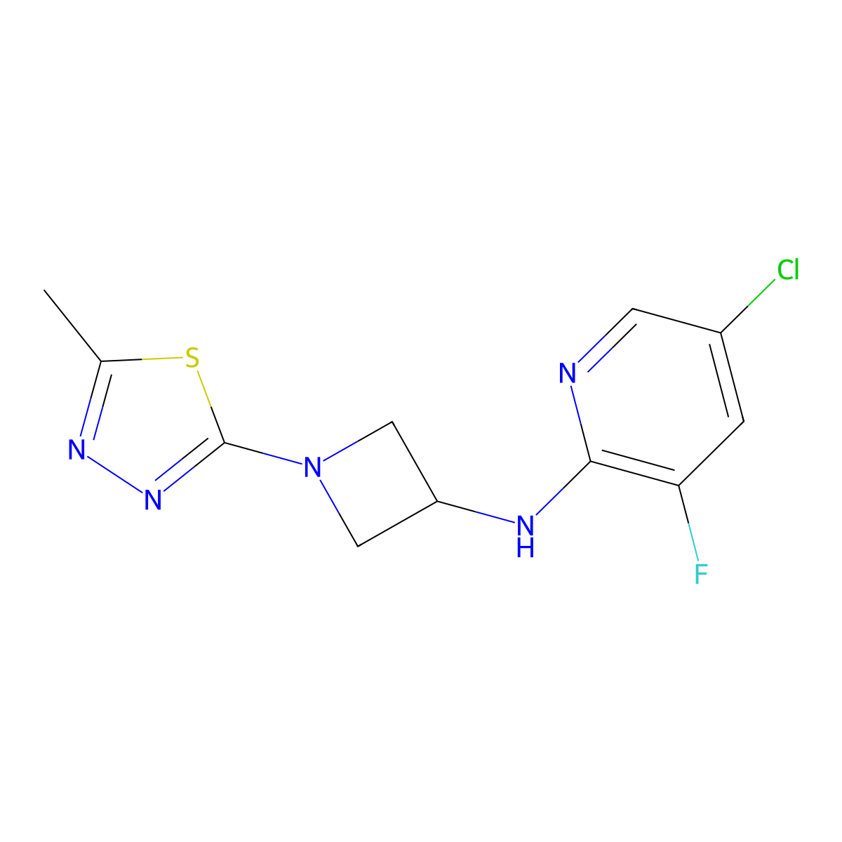 5-Chloro-3-fluoro-N-[1-(5-methyl-1,3,4-thiadiazol-2-yl)azetidin-3-yl]pyridin-2-amine molecular structure, CAS 2415624-07-4