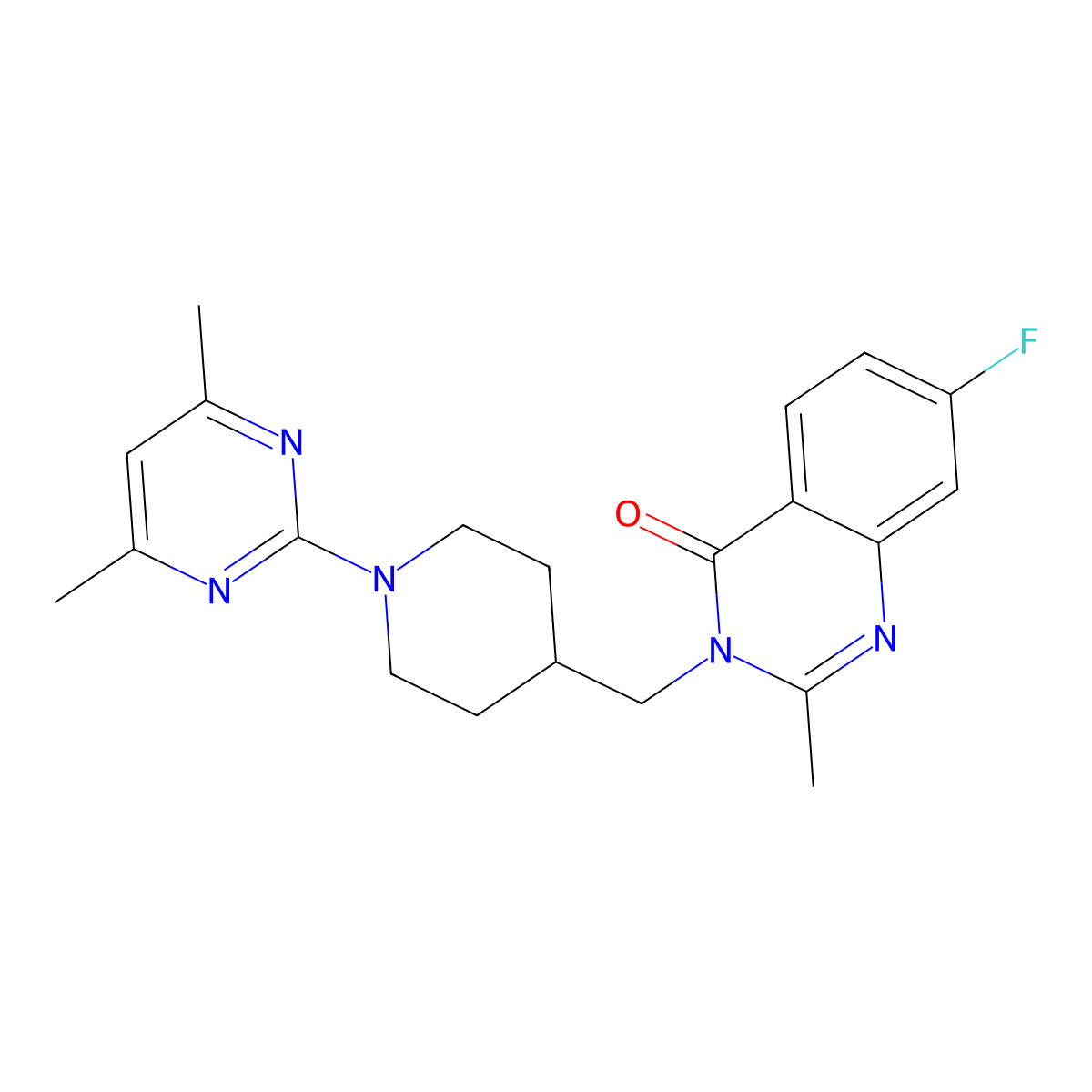 3-{[1-(4,6-Dimethylpyrimidin-2-yl)piperidin-4-yl]methyl}-7-fluoro-2-methyl-3,4-dihydroquinazolin-4-one molecular structure, CAS 2415624-09-6