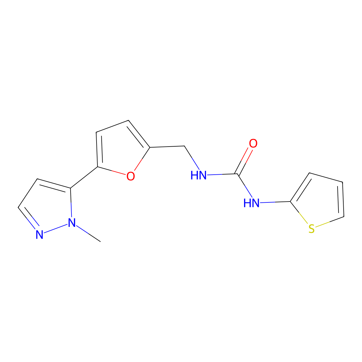 3-{[5-(1-methyl-1H-pyrazol-5-yl)furan-2-yl]methyl}-1-(thiophen-2-yl)urea molecular structure, CAS 2415624-12-1