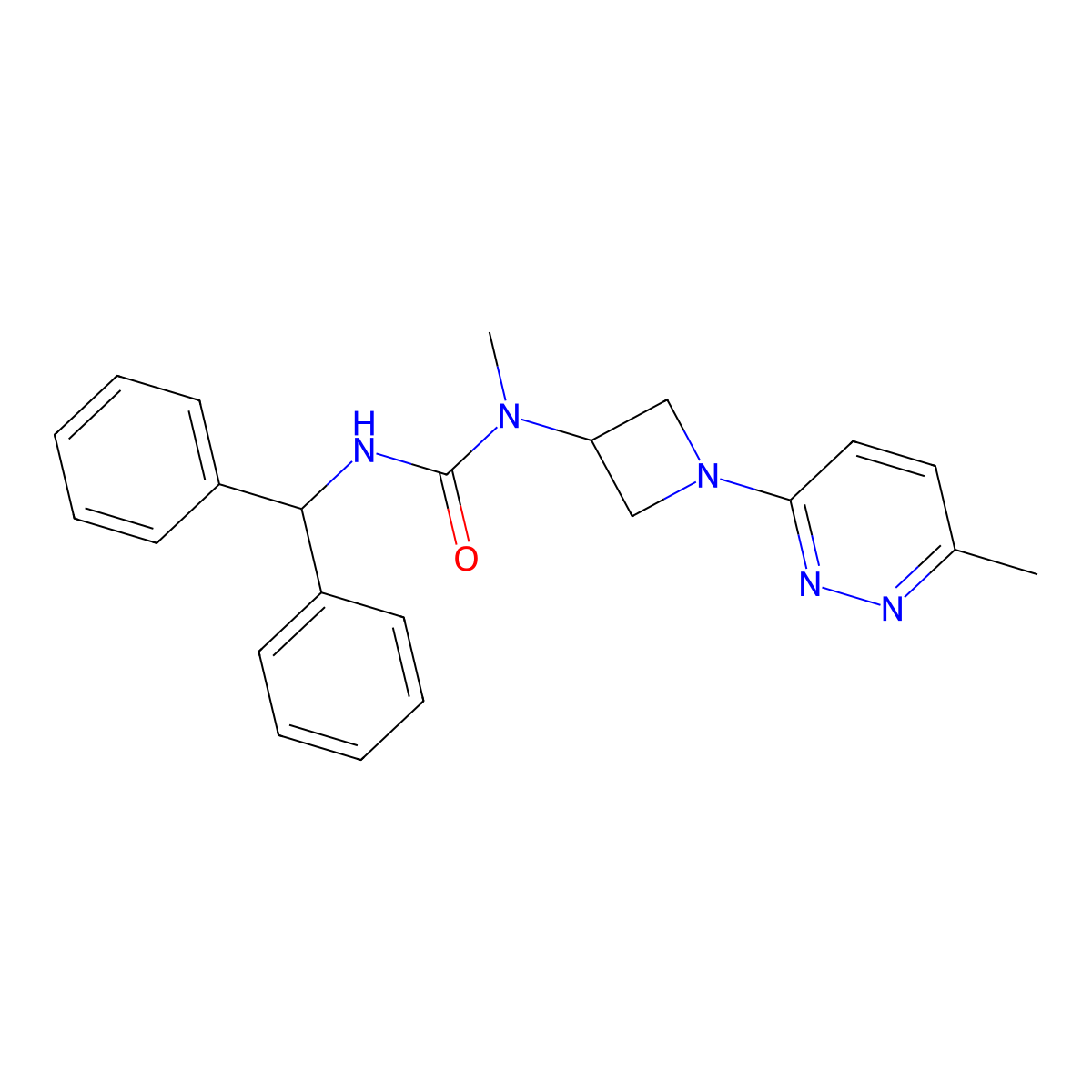 1-(Diphenylmethyl)-3-methyl-3-[1-(6-methylpyridazin-3-yl)azetidin-3-yl]urea molecular structure, CAS 2415624-13-2