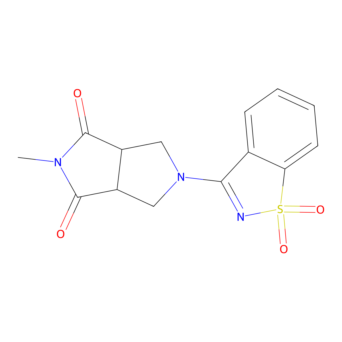 3-{5-Methyl-4,6-dioxo-octahydropyrrolo[3,4-c]pyrrol-2-yl}-1lambda6,2-benzothiazole-1,1-dione molecular structure, CAS 2415624-15-4