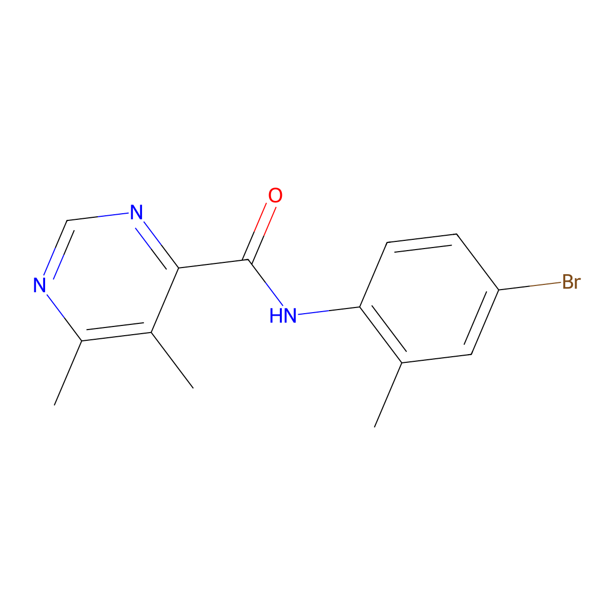 N-(4-bromo-2-methylphenyl)-5,6-dimethylpyrimidine-4-carboxamide molecular structure, CAS 2415624-18-7