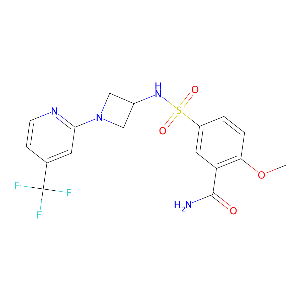 2-Methoxy-5-({1-[4-(trifluoromethyl)pyridin-2-yl]azetidin-3-yl}sulfamoyl)benzamide molecular structure, CAS 2415624-22-3