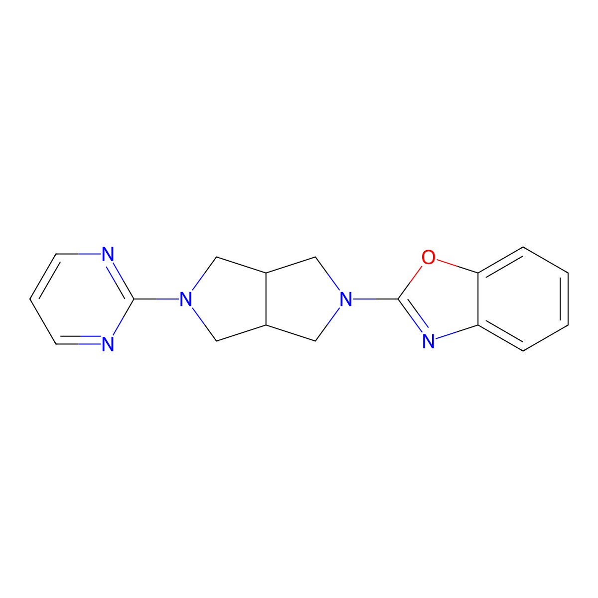 2-[5-(Pyrimidin-2-yl)-octahydropyrrolo[3,4-c]pyrrol-2-yl]-1,3-benzoxazole molecular structure, CAS 2415624-24-5