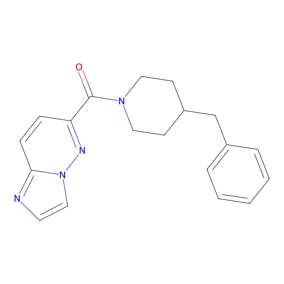 4-Benzyl-1-{imidazo[1,2-b]pyridazine-6-carbonyl}piperidine molecular structure, CAS 2415624-27-8