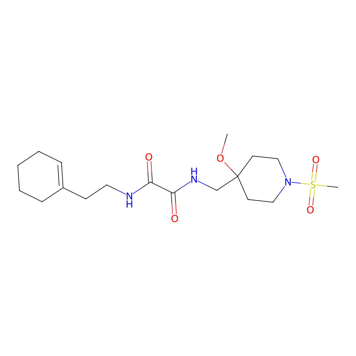 N'-[2-(cyclohex-1-en-1-yl)ethyl]-N-[(1-methanesulfonyl-4-methoxypiperidin-4-yl)methyl]ethanediamide molecular structure, CAS 2415624-29-0