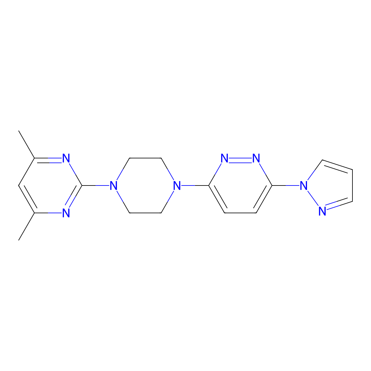 3-[4-(4,6-dimethylpyrimidin-2-yl)piperazin-1-yl]-6-(1H-pyrazol-1-yl)pyridazine molecular structure, CAS 2415624-30-3